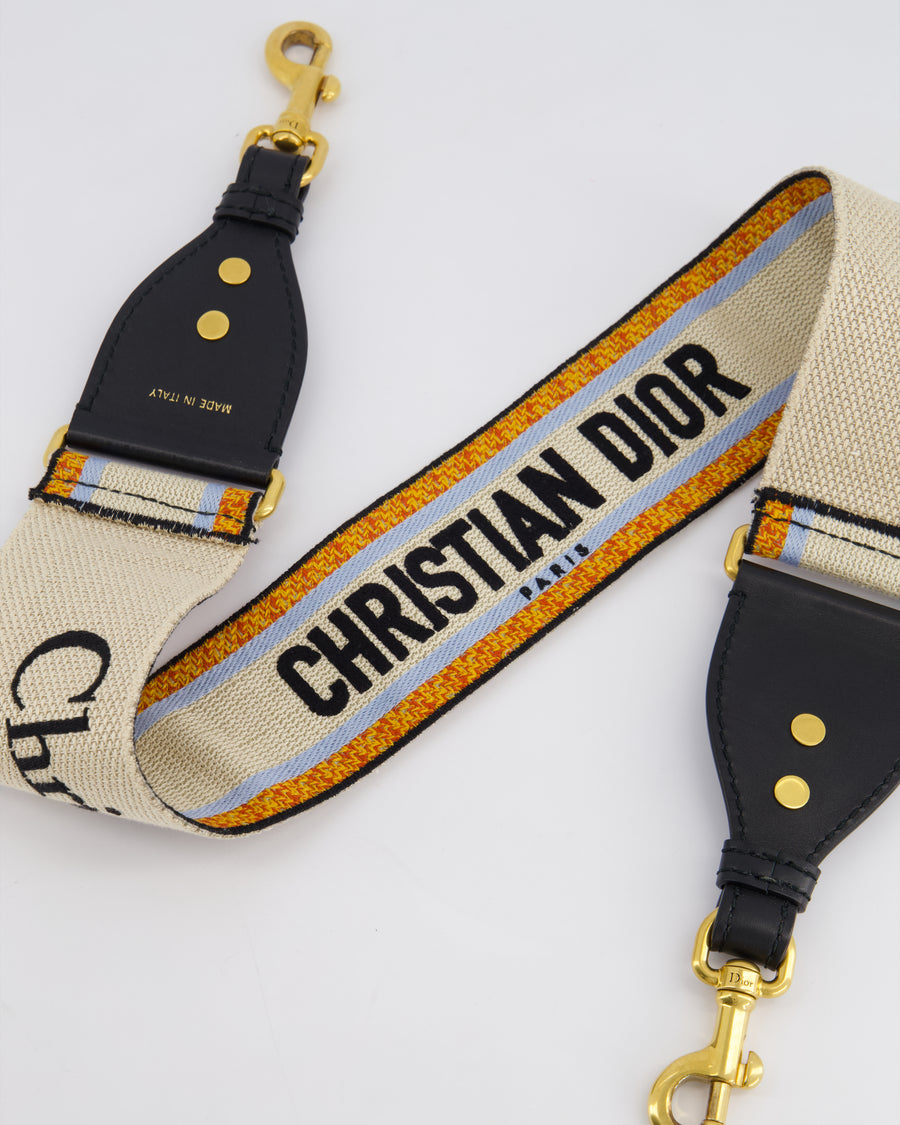 Christian Dior Orange, Blue & Cream Canvas Guitar Bag Strap with Antique Gold Hardware RRP £890