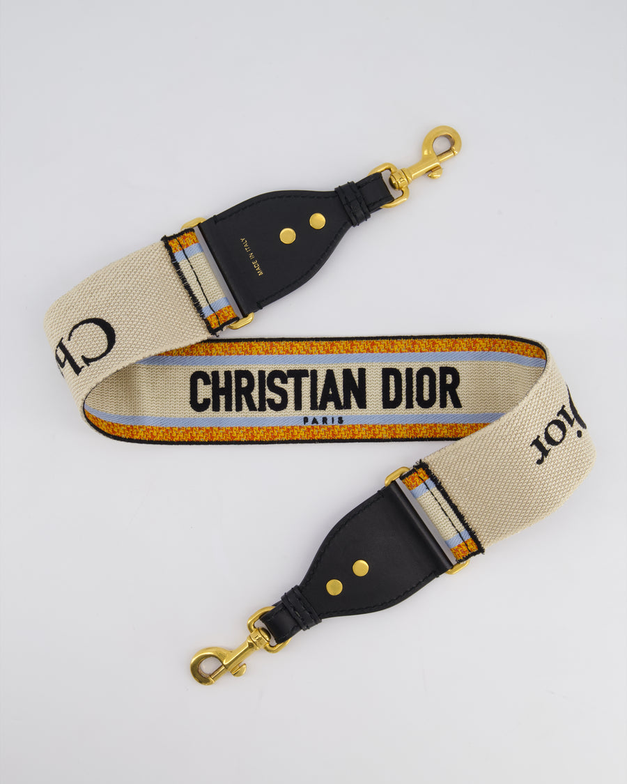 Christian Dior Orange, Blue & Cream Canvas Guitar Bag Strap with Antique Gold Hardware RRP £890