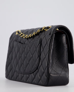 *HOT* Chanel Black Medium Classic Double Flap Bag in Caviar Leather with Gold Hardware