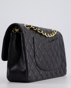 *HOT* Chanel Black Medium Classic Double Flap Bag in Caviar Leather with Gold Hardware