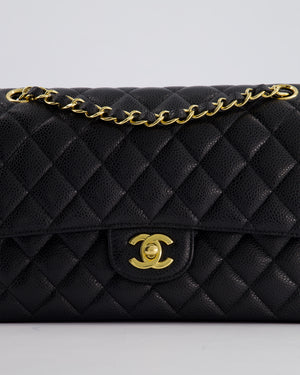 *HOT* Chanel Black Medium Classic Double Flap Bag in Caviar Leather with Gold Hardware