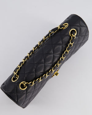 *HOT* Chanel Black Medium Classic Double Flap Bag in Caviar Leather with Gold Hardware