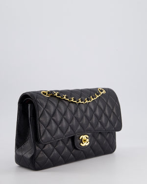 *HOT* Chanel Black Medium Classic Double Flap Bag in Caviar Leather with Gold Hardware