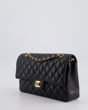 *HOT* Chanel Black Medium Classic Double Flap Bag in Caviar Leather with Gold Hardware