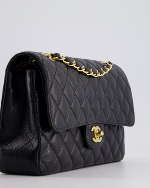 *HOT* Chanel Black Medium Classic Double Flap Bag in Caviar Leather with Gold Hardware