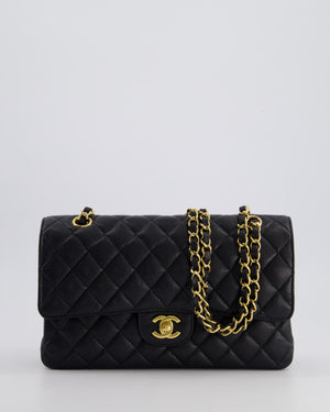 *HOT* Chanel Black Medium Classic Double Flap Bag in Caviar Leather with Gold Hardware