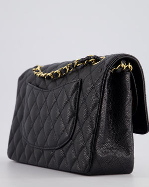 *HOT* Chanel Black Medium Classic Double Flap Bag in Caviar Leather with Gold Hardware