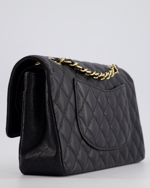 *HOT* Chanel Black Medium Classic Double Flap Bag in Caviar Leather with Gold Hardware