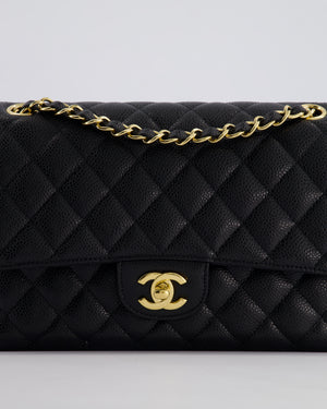 *HOT* Chanel Black Medium Classic Double Flap Bag in Caviar Leather with Gold Hardware