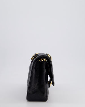 *HOT* Chanel Black Medium Classic Double Flap Bag in Caviar Leather with Gold Hardware