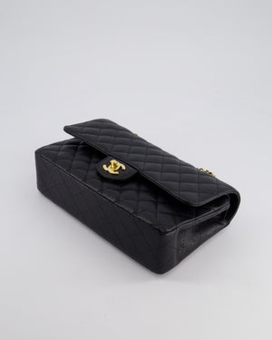 *HOT* Chanel Black Medium Classic Double Flap Bag in Caviar Leather with Gold Hardware