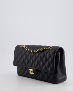 *HOT* Chanel Black Medium Classic Double Flap Bag in Caviar Leather with Gold Hardware