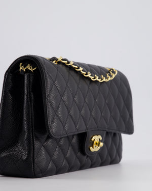 *HOT* Chanel Black Medium Classic Double Flap Bag in Caviar Leather with Gold Hardware