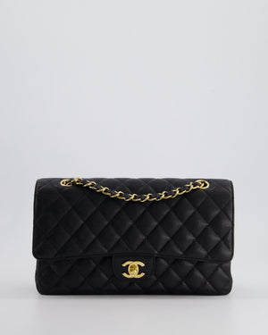 *HOT* Chanel Black Medium Classic Double Flap Bag in Caviar Leather with Gold Hardware