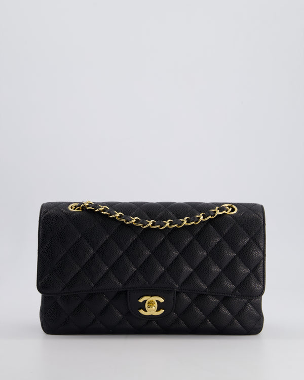 *HOT* Chanel Black Medium Classic Double Flap Bag in Caviar Leather with Gold Hardware