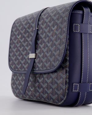 Goyard Navy Blue Belvedere Messenger Bag in Goyardine Canvas & Calfskin Leather