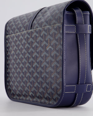 Goyard Navy Blue Belvedere Messenger Bag in Goyardine Canvas & Calfskin Leather