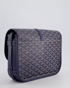 Goyard Navy Blue Belvedere Messenger Bag in Goyardine Canvas & Calfskin Leather