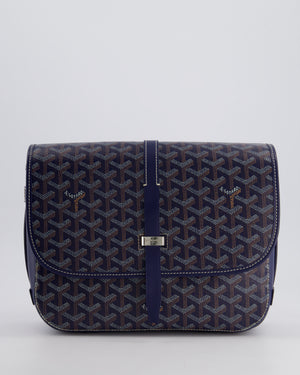 Goyard Navy Blue Belvedere Messenger Bag in Goyardine Canvas & Calfskin Leather