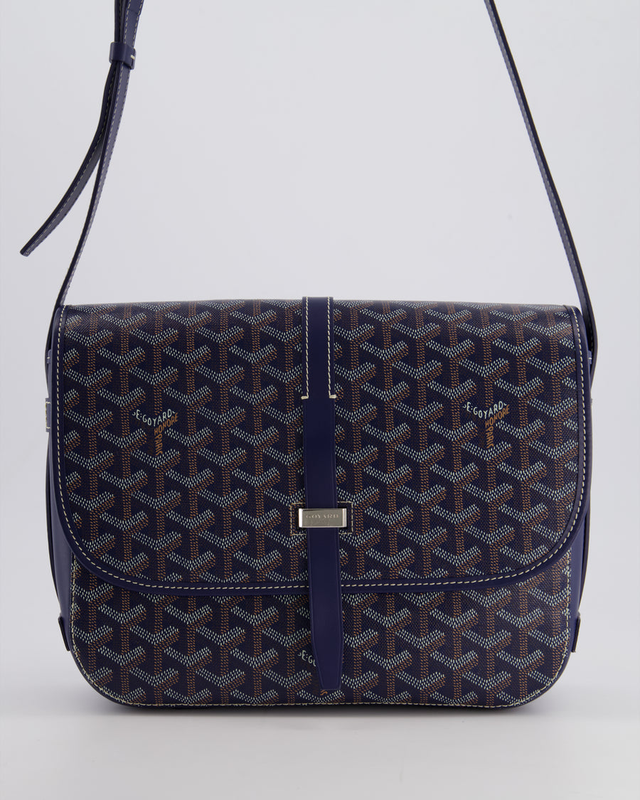 Goyard Navy Blue Belvedere Messenger Bag in Goyardine Canvas & Calfskin Leather