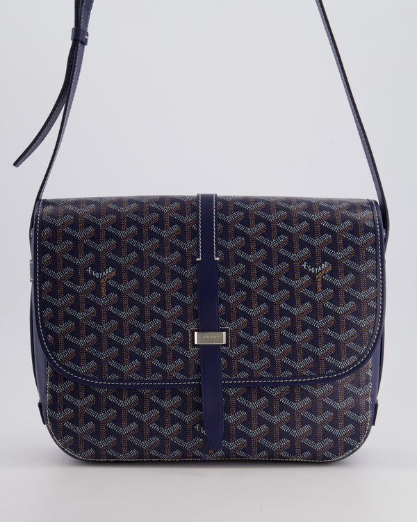 Goyard Navy Blue Belvedere Messenger Bag in Goyardine Canvas & Calfskin Leather