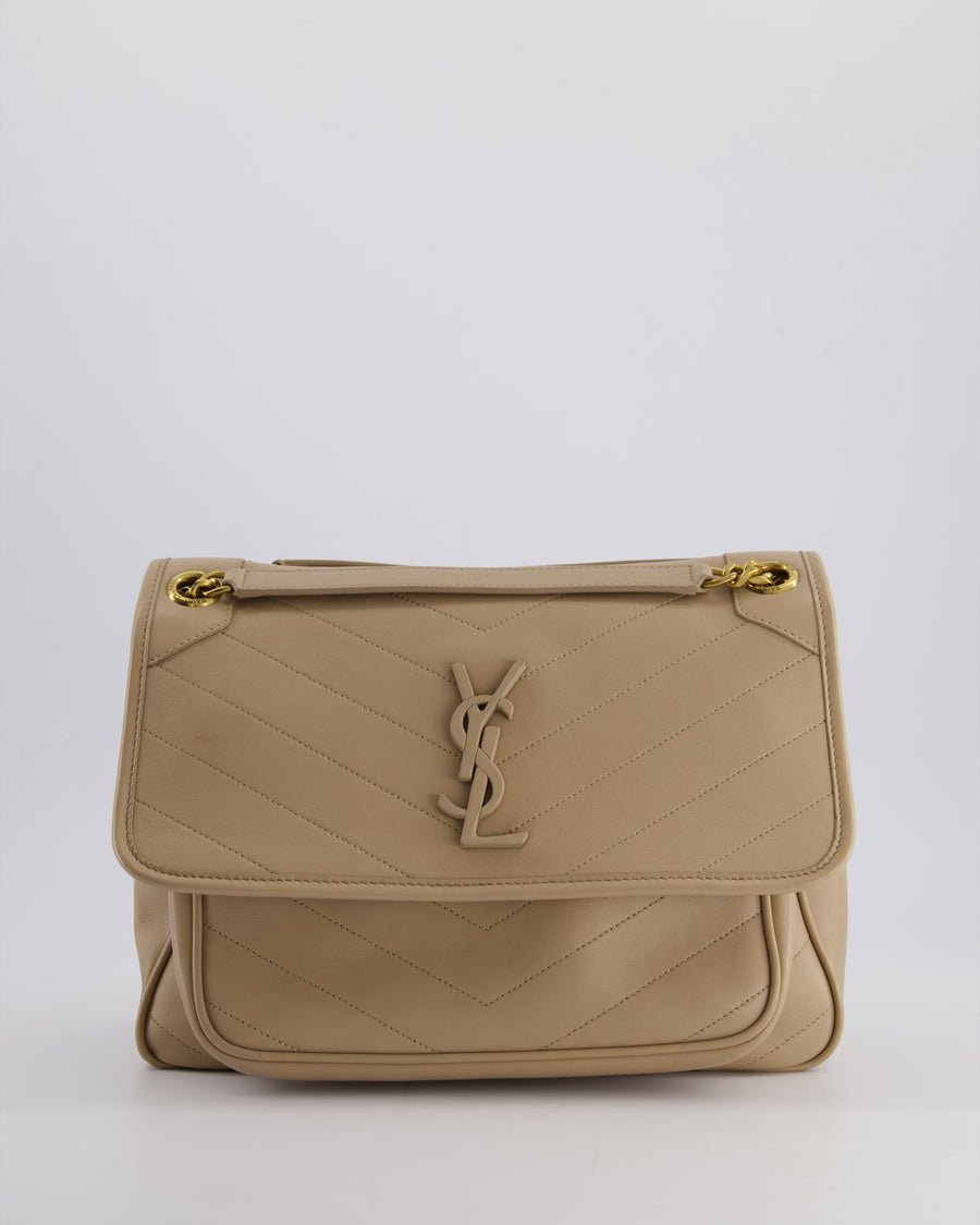 *HOT* Saint Laurent Beige Niki Medium YSL Leather Shoulder Bag in Calfskin Leather with Gold Hardware RRP £2,430