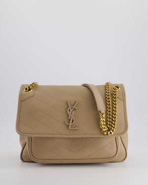 *HOT* Saint Laurent Beige Niki Medium YSL Leather Shoulder Bag in Calfskin Leather with Gold Hardware RRP £2,430