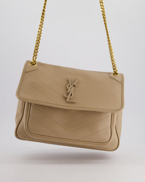 *HOT* Saint Laurent Beige Niki Medium YSL Leather Shoulder Bag in Calfskin Leather with Gold Hardware RRP £2,430