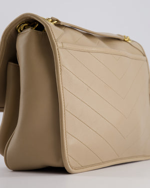 *HOT* Saint Laurent Beige Niki Medium YSL Leather Shoulder Bag in Calfskin Leather with Gold Hardware RRP £2,430