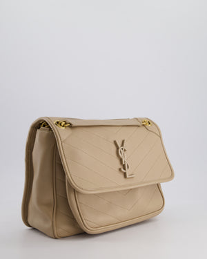 *HOT* Saint Laurent Beige Niki Medium YSL Leather Shoulder Bag in Calfskin Leather with Gold Hardware RRP £2,430