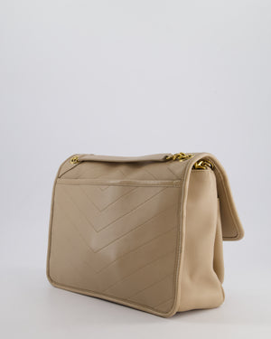 *HOT* Saint Laurent Beige Niki Medium YSL Leather Shoulder Bag in Calfskin Leather with Gold Hardware RRP £2,430