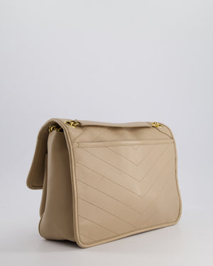 *HOT* Saint Laurent Beige Niki Medium YSL Leather Shoulder Bag in Calfskin Leather with Gold Hardware RRP £2,430