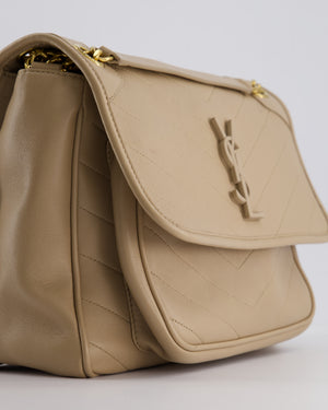 *HOT* Saint Laurent Beige Niki Medium YSL Leather Shoulder Bag in Calfskin Leather with Gold Hardware RRP £2,430