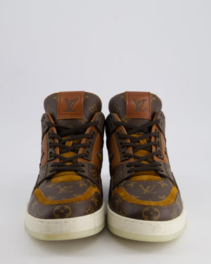 Louis Vuitton Brown Monogram Ebene Trainers with Shooting LV Logo EU 45.5