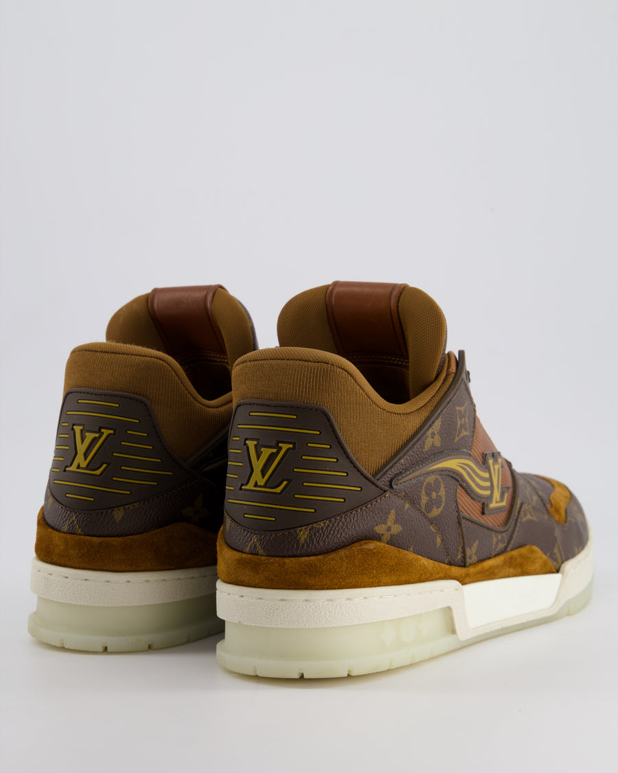 Louis Vuitton Brown Monogram Ebene Trainers with Shooting LV Logo EU 45.5