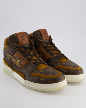 Louis Vuitton Brown Monogram Ebene Trainers with Shooting LV Logo EU 45.5