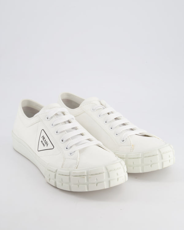 Prada White Double Wheel Sneakers with Logo Detail Size EU 46