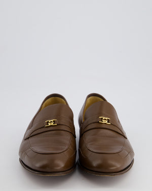 Gucci Brown Interlocking G Loafers with Logo Detail Size EU 46