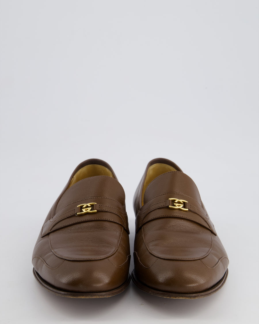 Gucci Brown Interlocking G Loafers with Logo Detail Size EU 46