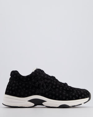 Chanel Black Suede Sneakers with CC Logo Size EU 41.5