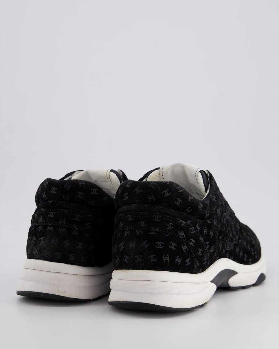 Chanel Black Suede Sneakers with CC Logo Size EU 41.5