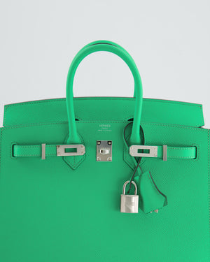 *RARE* Hermès Birkin Sellier Bag 25cm in Vert Comics Epsom Leather with Palladium Hardware