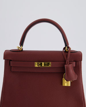 Hermès Kelly 25cm Retourne Bag in Rouge H Togo Leather with Gold Hardware