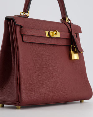 Hermès Kelly 25cm Retourne Bag in Rouge H Togo Leather with Gold Hardware