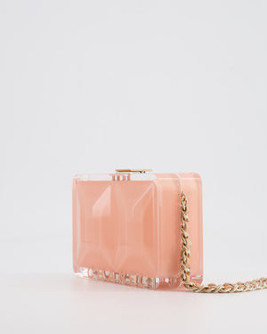 *COLLECTOR'S PIECE* Chanel Minaudière Pink Plexiglass Clutch Bag With Champagne Hardware and Logo Detail