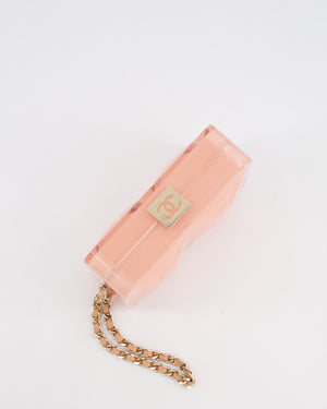 *COLLECTOR'S PIECE* Chanel Minaudière Pink Plexiglass Clutch Bag With Champagne Hardware and Logo Detail