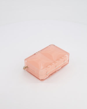 *COLLECTOR'S PIECE* Chanel Minaudière Pink Plexiglass Clutch Bag With Champagne Hardware and Logo Detail