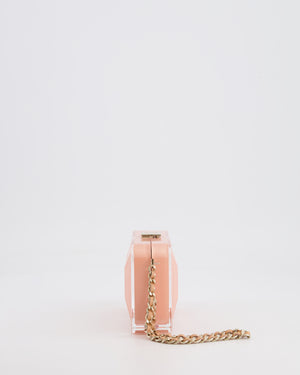 *COLLECTOR'S PIECE* Chanel Minaudière Pink Plexiglass Clutch Bag With Champagne Hardware and Logo Detail