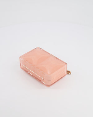 *COLLECTOR'S PIECE* Chanel Minaudière Pink Plexiglass Clutch Bag With Champagne Hardware and Logo Detail