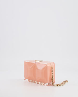 *COLLECTOR'S PIECE* Chanel Minaudière Pink Plexiglass Clutch Bag With Champagne Hardware and Logo Detail